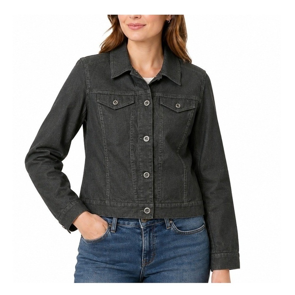 Sigrid Olsen Womens Gray Button Front Stretch Cotton Jacket SOMU0120 Size 10